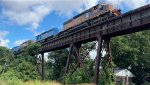 WE 7011 leads 712 across Cascade Locks.